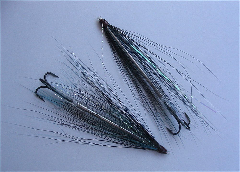 Sea Trout tube flies on stainless steel needle tubes